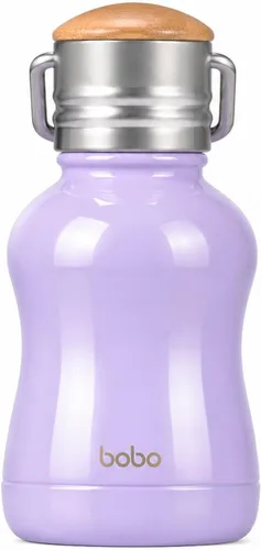 Vista 9 de YOHKOH Mini Botella de Agua Aislada al Vacío Con Tapa de Bambú - Botella de Agua Térmica de Acero Inoxidable para Mujeres, Niñas, Niños, Botella