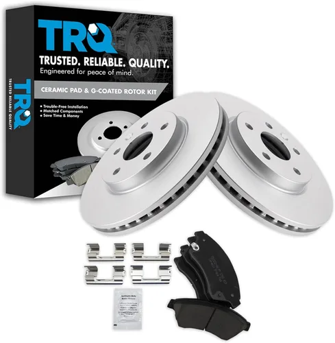 Vista 11 de TRQ Juego de pastillas de freno delantero y rotores con revestimiento de cerámica compatible con Jeep Compass Patriot 2017