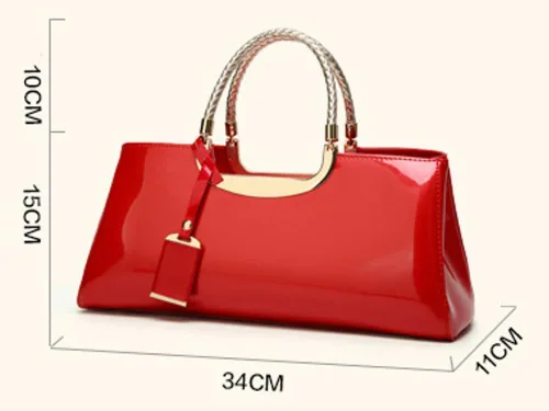 Vista 5 de Bolso de mano de cuero vegano brillante para mujer, bolso de hombro grande para mujer, bolso de mano de noche, bolso de mano para fiesta