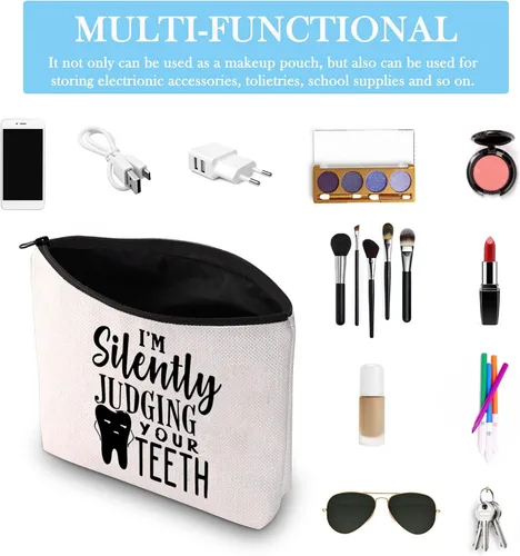Vista 3 de Regalo para dentistas, regalo para higienista dental, regalo para asistente dental, estoy juzgando silenciosamente tus dientes con cremallera