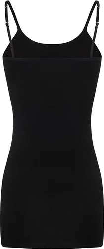 Vista 4 de SATINIOR Camisola de tirantes delgados ajustables para mujer, camiseta sin mangas básica en capas largas Negro
