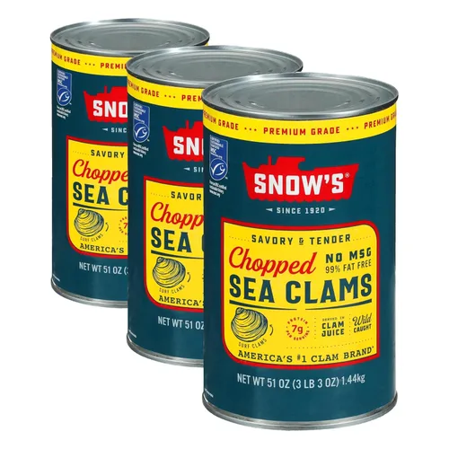 Vista 17 de Snow's Almejas Cortadas Silvestres Enlatadas, Lata de 6.5 oz - 5g de Proteína Por Porción - Sin Gluten, Apto para Keto, 99% Libre de Grasa