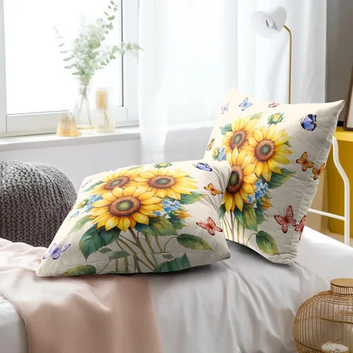 Vista 224 de Giwawa Juego de 2 fundas de almohada decorativas con diseño floral de girasol de 16 x 16 pulgadas, fundas de cojín decorativas para el hogar, sofá