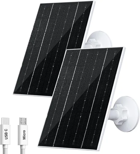 Vista 9 de FUTUREZEN Panel solar de 4 W para cámara de seguridad, cargador solar tipo C/micro USB para cámaras de batería recargable, impermeable IP66, soporte