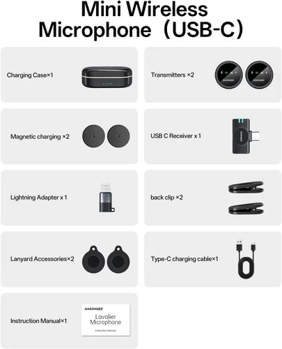 Vista 9 de Micrófono Lavalier inalámbrico para iPhone 17/16/15/14, iPad y Android Amarillo