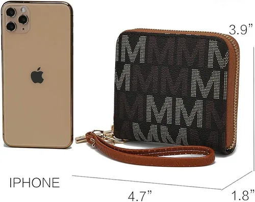 Vista 4 de MKF - Cartera de pulsera para mujer múltiples ranuras para tarjetas bolso de piel sintética correa extraíble