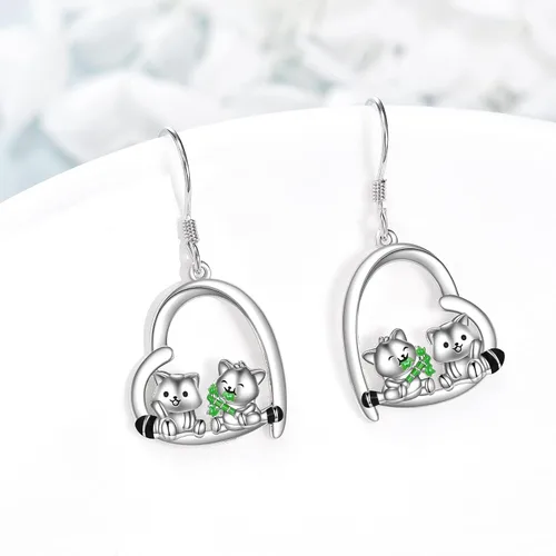 Vista 5 de Animal Earrings Sterling Silver Cute Guinea PigSkunkHuskyManateeRed Panda3 Cats Earrings Animal Jewelry Gifts for Women