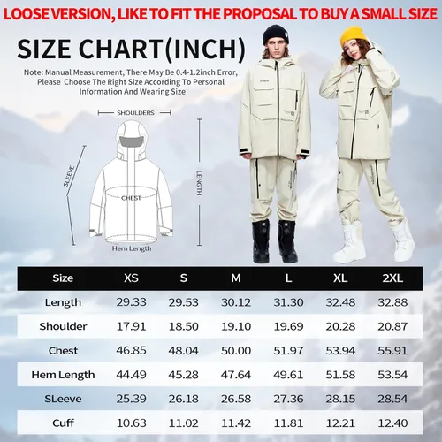 Vista 6 de HIGH EXPERIENCE Chaqueta de esquí para snowboard, nieve, invierno, impermeable, aislada, resistente al viento, chaqueta cálida con capucha
