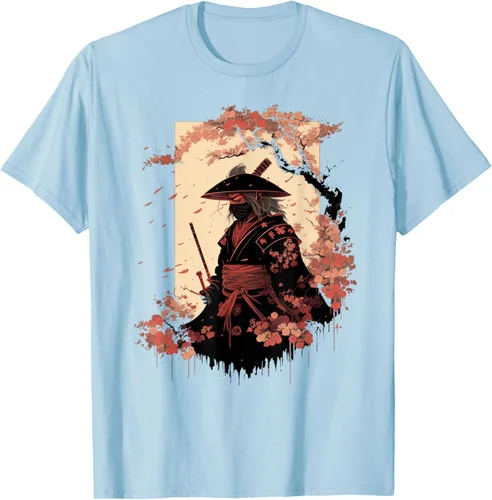 Vista 103 de Camiseta estética vintage samurái de arte japonés samurái retro cereza, Negro