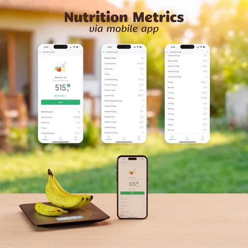 Vista 3 de Báscula inteligente de alimentos para preparación de comidas con calculadora nutricional, rastreador de macro de calorías, báscula digital de cocina