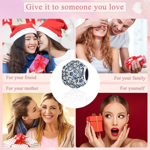 Vista 6 de Abalorio de plata de ley 925 para pulseras y collares Pandora para mujer, circonitas cúbicas 5A, cuentas de joyería