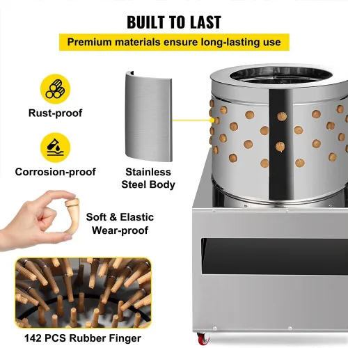 Vista 2 de 20" máquina del desplume del pollo del acero inoxidable, desplume la máquina De-Feather 1500W 275R/min, procesador eléctrico de alimentos
