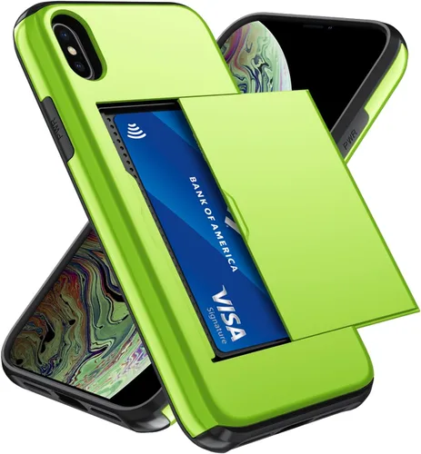 Vista 89 de Qinmay Funda compatible con iPhone 7 Plus/8 Plus con tarjetero, doble capa a prueba de golpes, funda protectora resistente con ranura oculta Negro
