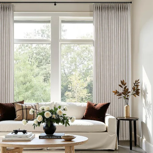 Vista 33 de Cortinas de lino plisadas Blanco crema