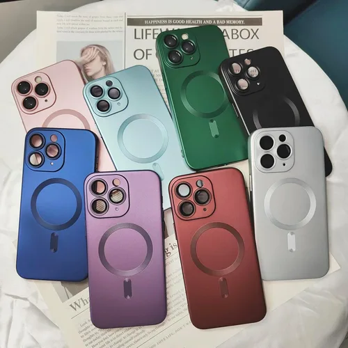 Vista 6 de ankofave Funda magnética para iPhone 11 Pro para mujer, diseño mate de lujo suave con brillo metálico con protector de lente de cámara, compatible