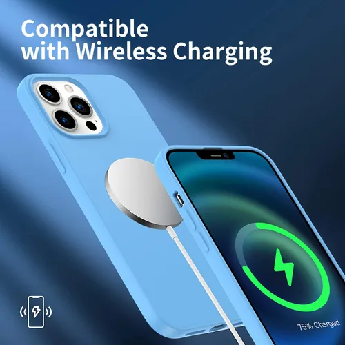Vista 5 de Funda diseñada para iPhone 13 Pro Max, funda de silicona ultra delgada a prueba de golpes, de microfibra suave anti arañazos, protección mejorada