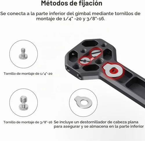 Vista 4 de SmallRig Mango lateral de aluminio para DJI Ronin-S/SC/RS 2/RSC 2/RS 3/RS 3 Pro/RS 3 Mini/RS 4/RS 4 Pro y para ZHIYUN Crane 2S/2/V2 y para MOZA Air