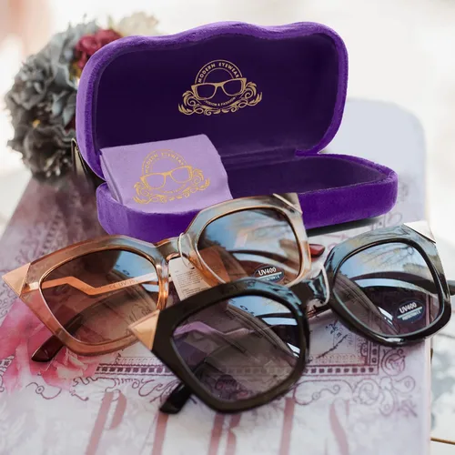 Vista 6 de Estuche rígido para gafas Funda protectora de terciopelo para gafas Estuche para gafas de sol con paño de limpieza