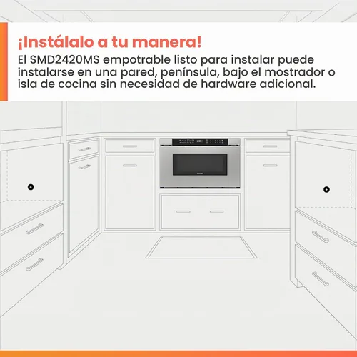 Vista 3 de Sharp SMD2420MS - Horno de microondas integrado con cajón de 24 pulgadas, 1.2 pies cúbicos, acero inoxidable, panel de control táctil, tecnología
