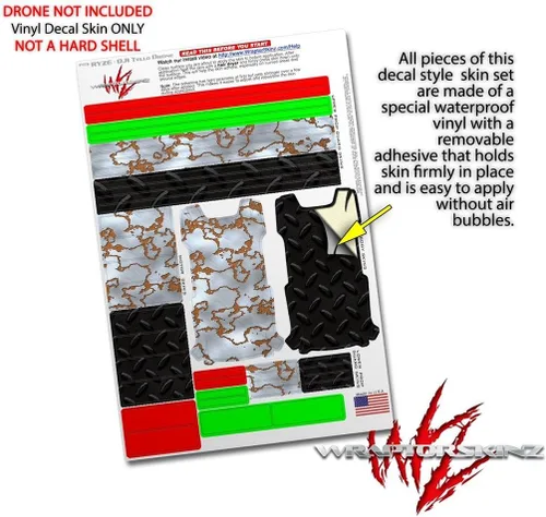 Vista 4 de Skin Decal Wrap 2 Pack Compatible with DJI Ryze Tello Rusted Metal Drone NOT Included