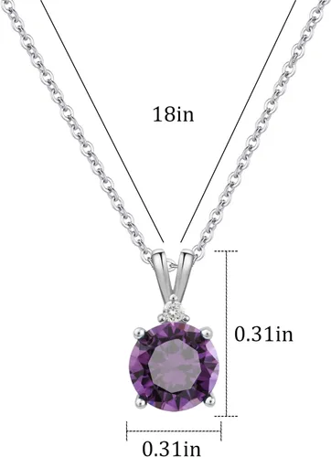 Vista 23 de 8mm Round Cubic Zirconia Sterling Silver Necklace Dainty Necklace Birthstone Jewelry Pendant Necklaces for Women