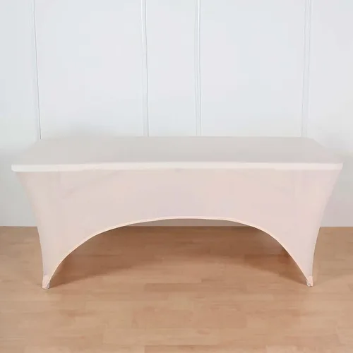 Vista 31 de Efavormart - Mantel rectangular de elastano elástico beige de 4 pies