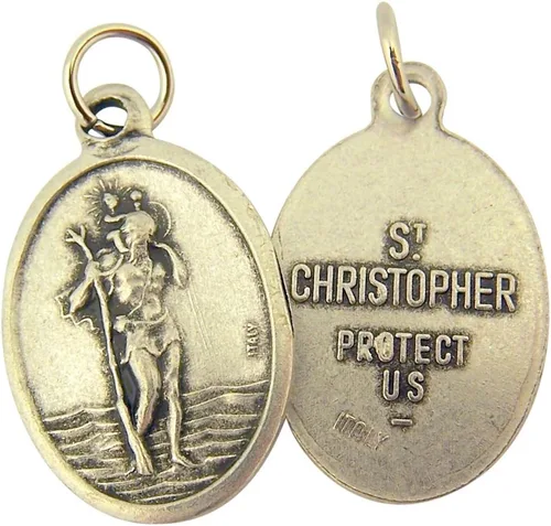 Vista 16 de Catholic Patron Saint Medals Base en tono plateado, 1 pulgada, juego de 2