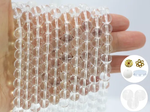 Vista 10 de Cuentas de vidrio de 0.157 pulgadas a granel para hacer joyas, 4700 piezas redondas de cuentas de jade de imitación para pulseras y pulseras
