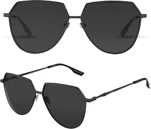 Vista 3 de LUENX Aviator Sunglasses Women Men Polarized Polygon Flat Lenses Trendy Designer Style 58MM