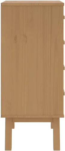 Vista 8 de Scandinavian Bedside Cabinet Grey Brown Nightstand, 4-Drawer Solid Pine Wood Storage for Bedroom, Sleek Rectangular Design with Wall Attachment