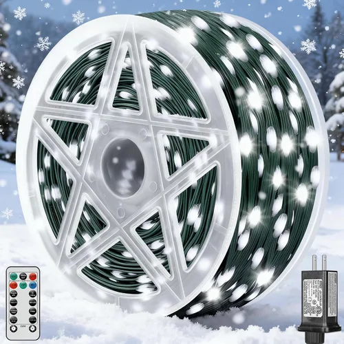 Vista 9 de Luces LED de Navidad para Exteriores, 295 Pies 900 Luces LED para Árbol de Navidad y Cerca con Control Remoto - 8 Modos de Iluminación y 3