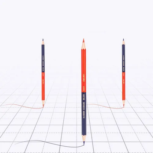 Vista 3 de lápiz rojo y azul doble cabeza 12, adecuado para ingeniería, medicina, marcado