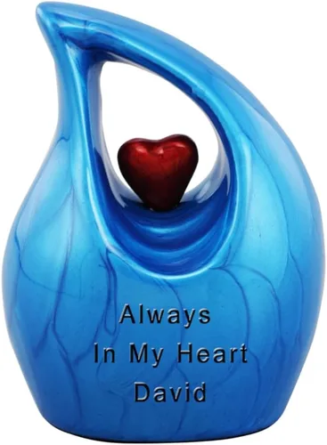 Vista 19 de Urna de cremación Heart of Love para cenizas humanas - Hermosa urna conmemorativa ERN para adultos - ERN decorativa para seres queridos - Urna Negro