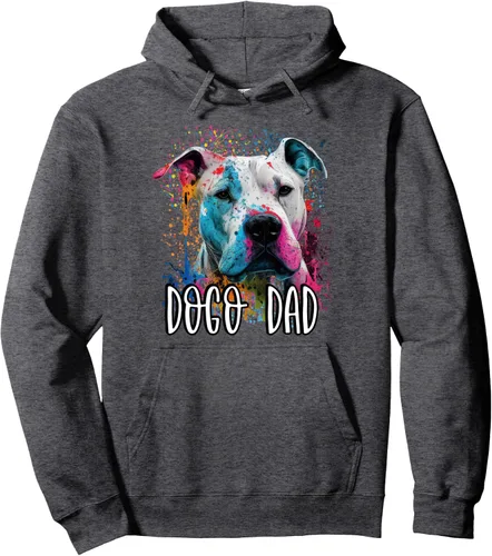 Vista 4 de Colorido Splash Art Dogo Argentino Dad Retrato Cachorro Sudadera Con Capucha, Negro