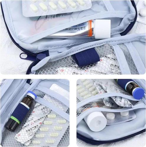 Vista 4 de Paquete de 4 mini bolsas de primeros auxilios de viaje de 7 x 5, bolsa médica portátil de primeros auxilios para exteriores, bolsa de almacenamiento