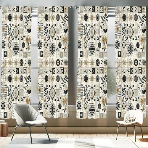 Vista 11 de Ambesonne - Paquete de cortinas de ventana de invierno de 2 unidades, cristales ornamentales de hielo con tiempo frío de enero abstracto, juego