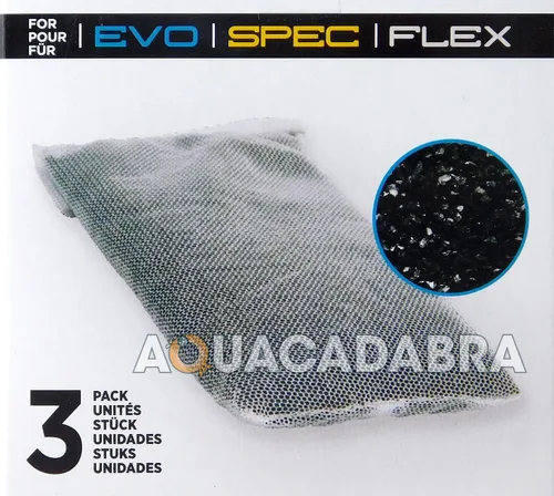 Vista 3 de Fluval Spec/Evo/Flex carbón activado, medios de filtro de acuario de repuesto, paquete de 3, A1377