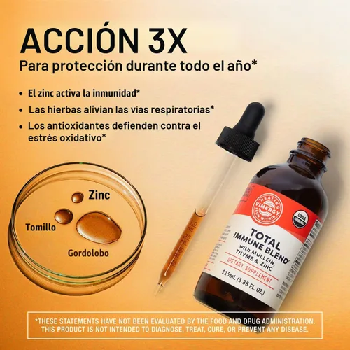Vista 3 de Mezcla inmune total* con zinc, gordolobo y tomillo, antioxidantes