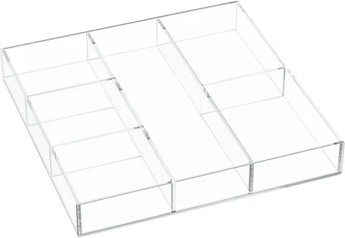 Vista 8 de HIIMIEI Bandeja organizadora de cajones de acrílico transparente de 3 secciones, organizador de cajones de oficina y maquillaje (11.8 x 4.3 pulgadas)