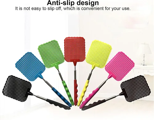 Vista 2 de Raqueta para moscas, 9 piezas, práctica, retráctil, mini raqueta con varilla de acero inoxidable para acampar al aire libre