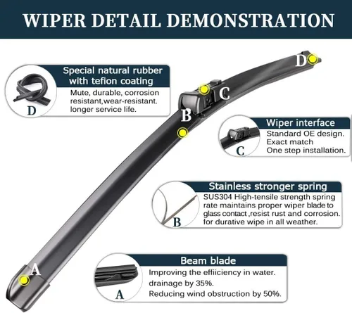 Vista 3 de Juego de escobillas para parabrisas OEM de repuesto para BMW 5 7 Series F01 F02 F04 F07 F10 M5 2010-2016 Escobillas de alto rendimiento