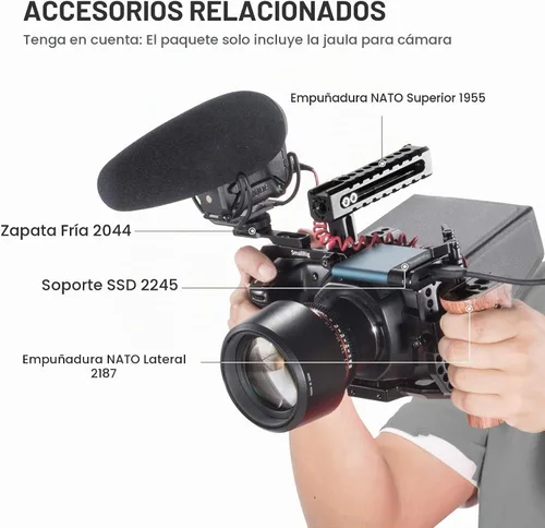 Vista 9 de SmallRig Jaula BMPCC 4K y 6K para Blackmagic con zapata fría, riel OTAN
