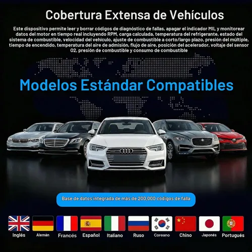 Vista 8 de OBD2 escáner Bluetooth, motor AT ABS SRS herramienta de diagnóstico para iOS Android, protocolo privado herramienta de diagnóstico automotriz