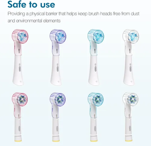 Vista 5 de 4 fundas para cabezales de cepillo de dientes (multicolor) compatibles con cabezal de cepillo de dientes eléctrico Oral-B + soporte para cepillos