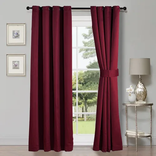 Vista 17 de HESTIN Juego de cortinas opacas de 4 piezas (incluye 2 paneles y 2 alzapaños), cortinas opacas con aislamiento térmico sólido con ojales