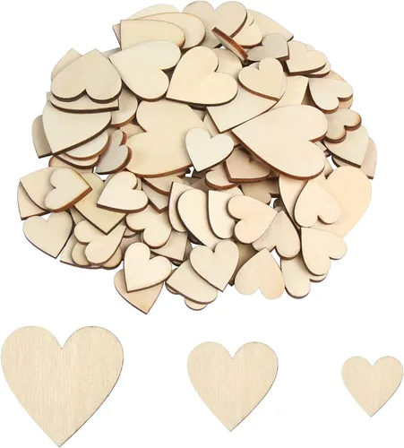 Vista 5 de DERAYEE 100 piezas de adornos de estrellas de madera sin terminar, piezas de madera en blanco recortadas de varios tamaños para Navidad, bodas
