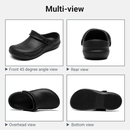 Vista 6 de Zapatos de chef antideslizantes para hombre, zuecos de trabajo de enfermería impermeables para cocina, zapatos para trabajar en restaurante de hombre