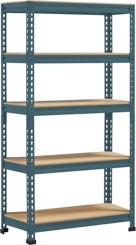 Vista 21 de Topeakmart Estantes utilitarios de 5 niveles, estantes de almacenamiento de metal, estanterías ajustables, montaje sin tornillos, estantes de Negro