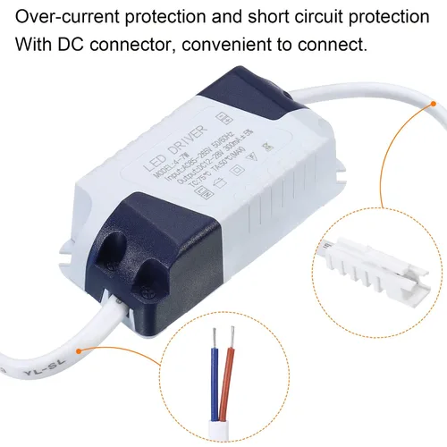 Vista 5 de PATIKIL 4-7W 300mA LED Driver, 2pcs AC 85-265V Salida 12-28V DC Conector Macho Conector Rectificador de Corriente Constante Transformador Fuente