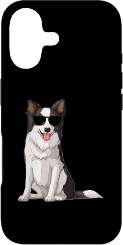 Vista 32 de Border Collie With Sunglasses Funny Border Collie Owner Dog Case for iPhone 16